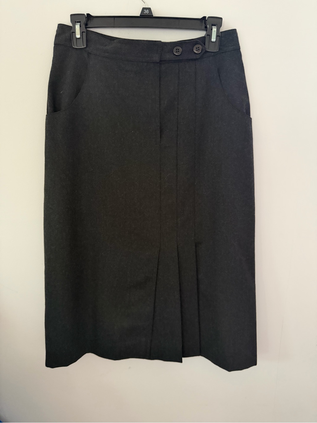 Black Midi Skirt With Front Inverted Pleat